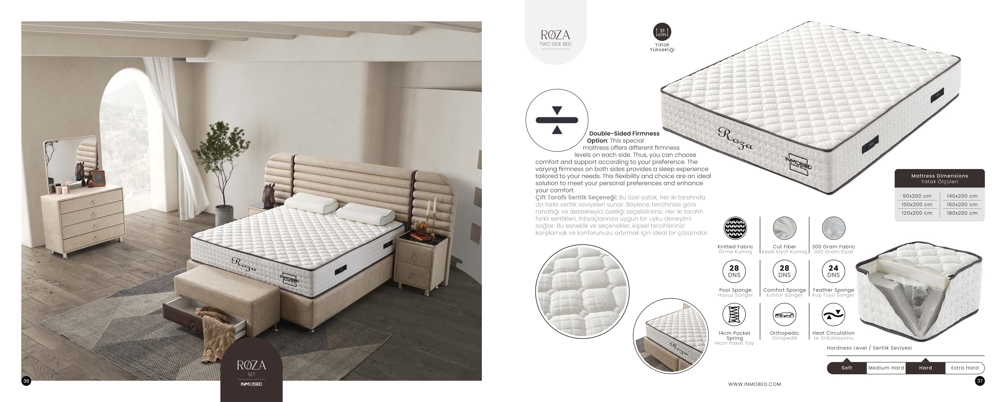 Roza Boxspringbett