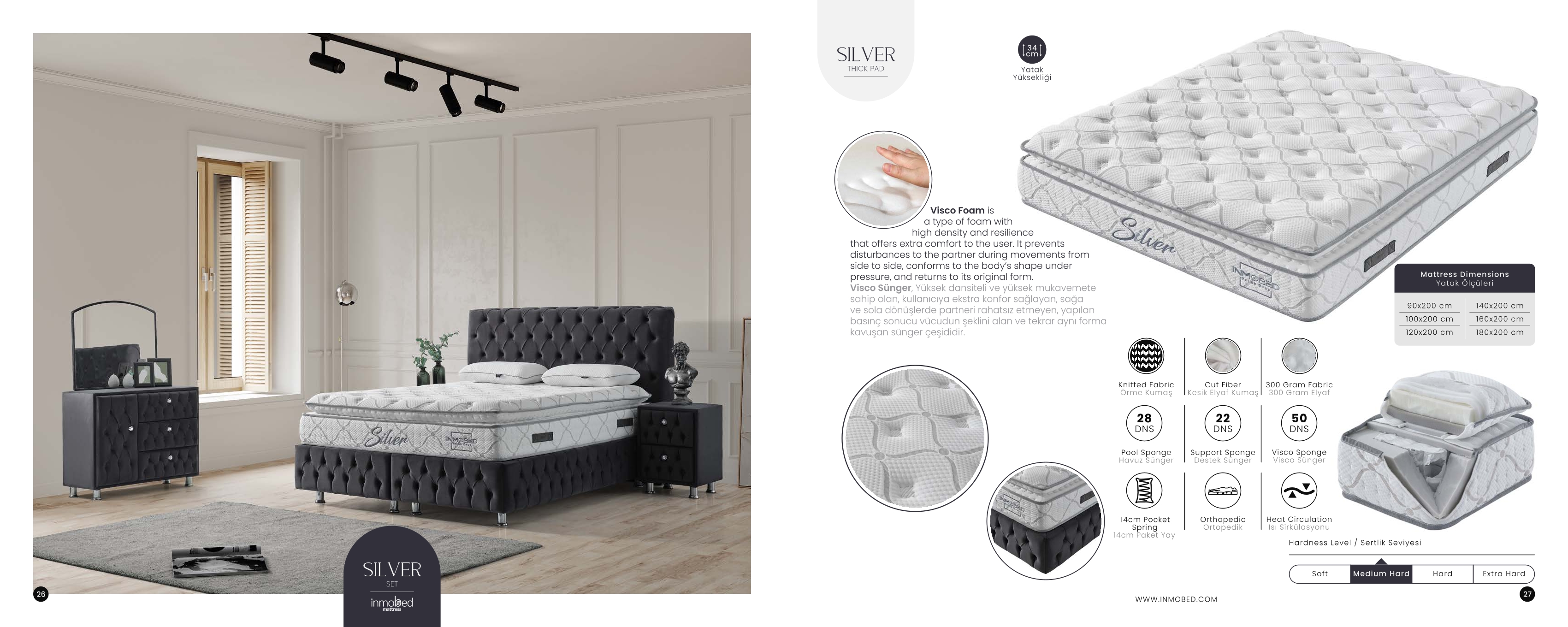 Silver Boxspringbett