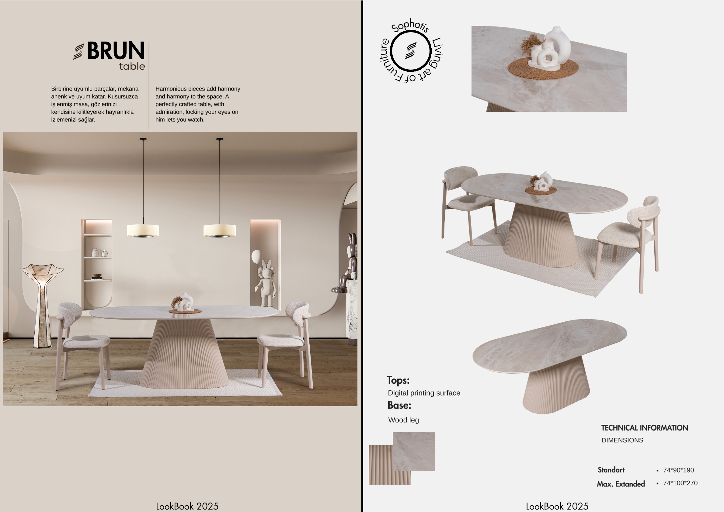 Brun Marmor Optik Esstish