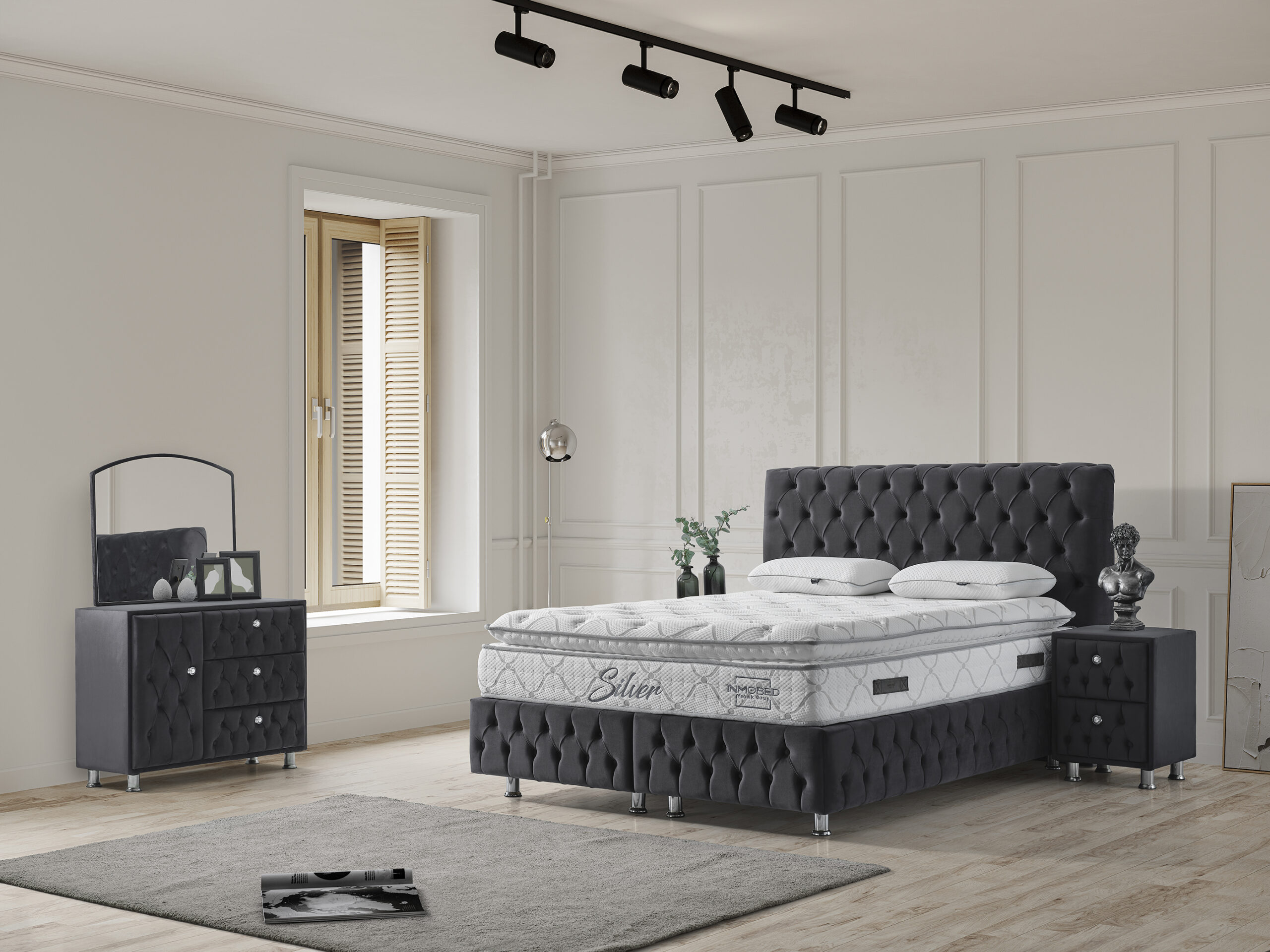 Silver Boxspringbett