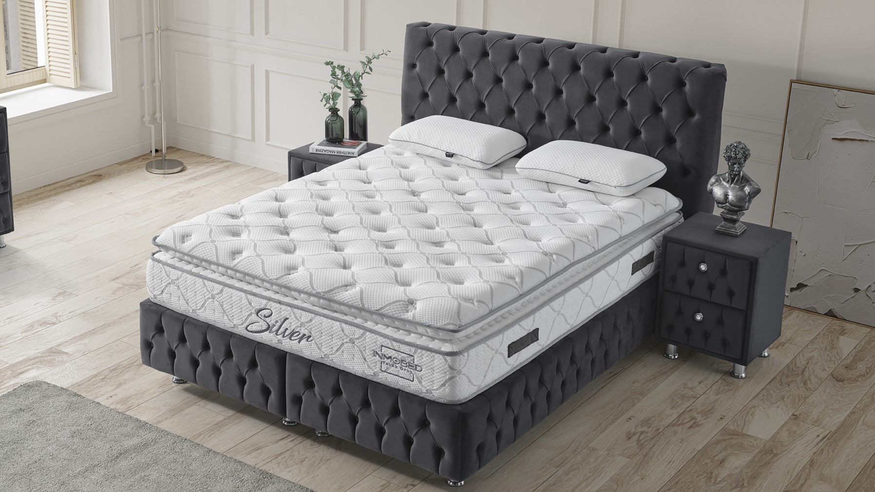 Silver Boxspringbett